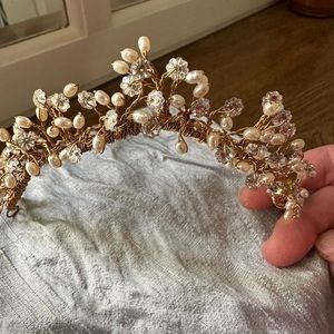 Gold & freshwater pearl headpiece